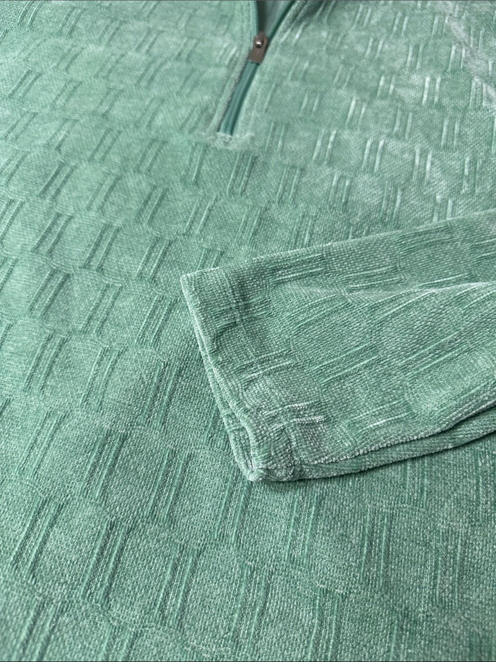 Denin & Co Mint/Sage Green Quarter-Zip Textured Pullover Sweater Size LP - Picture 14 of 15